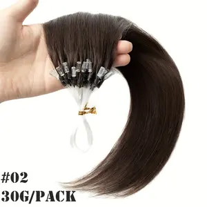 50 Strands Micro Ring Micro Loop Human Hair Extensions 30g, Natural Straight 12-28 Inch Fish Line Design, No Glue Easy Install, Thin Ends Silky Smooth, No Tangle No Shedding, Invisible Natural Look for Women Daily & Party Use