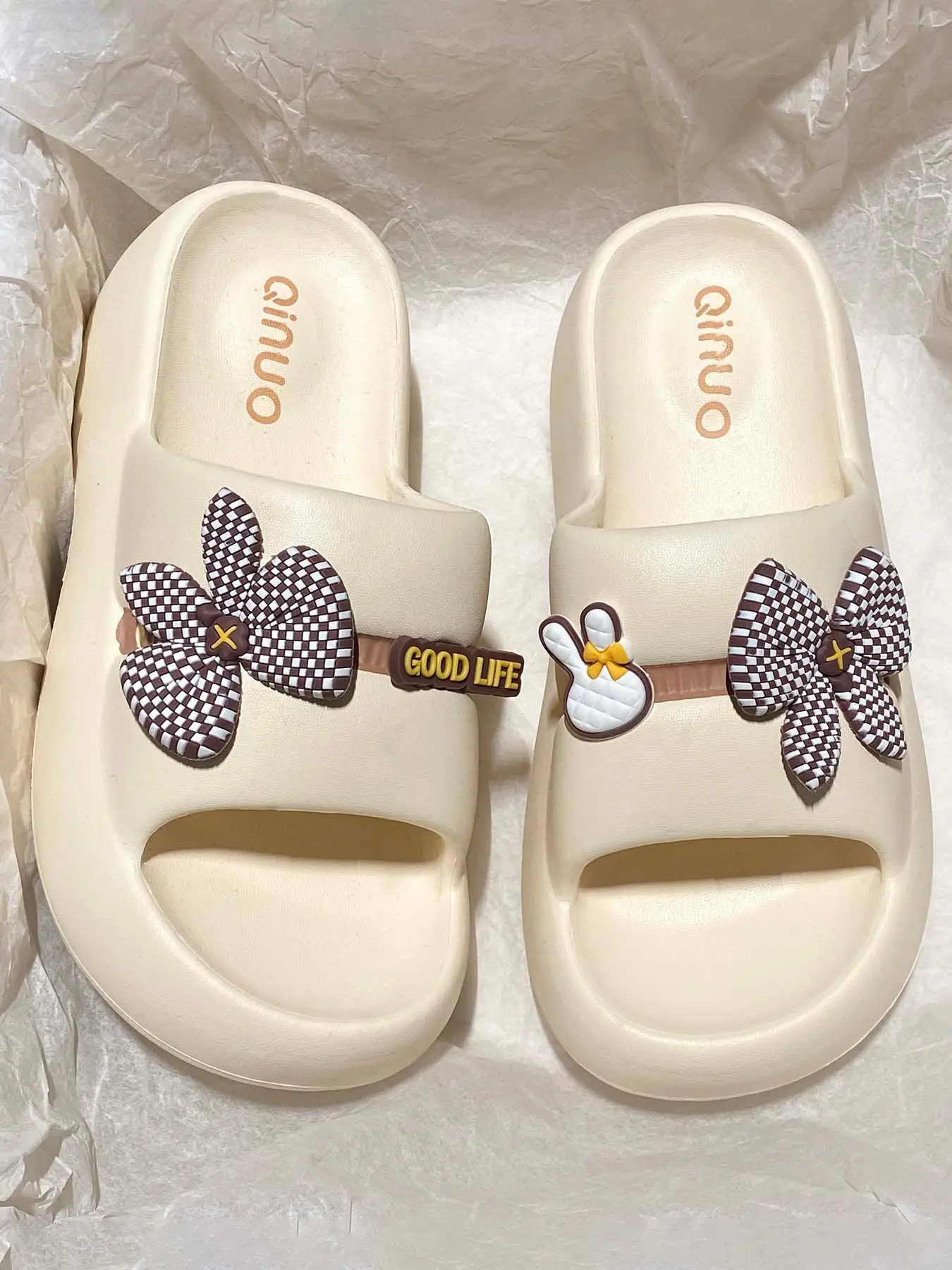 Summer New Women's Fashion Versatile Korean Style Sandals, Thick Sole Height Increase Comfortable Casual Beach Flip Flops, Daily Commute Slipper, Bowknot Slides