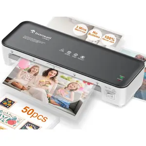 Laminator Machine, 9 Inch with 50 Laminating Sheets, Never Jam Technology for Doc/Posters/Photo, Simple Convenient for Home, Office and School - L418-C Grey