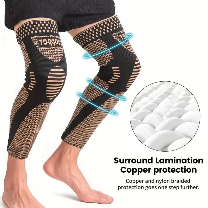 Men's 2-Pack Compression Knee Sleeves - Knee Supporter for Weightlifting, Warm Non-Slip Silicone Covers, Full Leg Support, Breathable Stretchable Knit Polyester Wear for Men, Knee Sleeves For Weightlifting