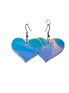 Heart shape dangle earrings, iridescent acrylic earrings, color shifting earrings, Acrylic heart dangle Earrings