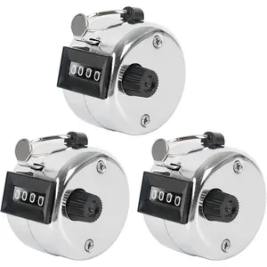 3 Pack Clicker Counter, 4-Digit Metal Hand Counter clicker, Mechanical Pitch Counter, Tally Counter for Coaching, Knitting, Fishing, Lap, Golf