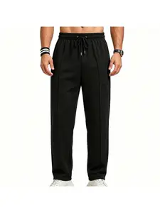 Men's Minimalist Casual Waffle Texture Loose Breathable Straight-Leg Jogging Pants Breathable Sport Pants Athleisure Style Pants