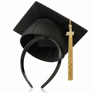 GIURKUU Unisex Plain Grad Cap Headband Insert, Firm Anti-Fall Hair Accessory for Graduates (Grad Cap Included), Grad Cap Headbands