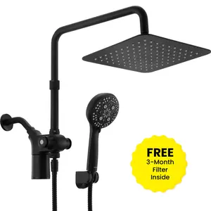 Ryamen Square Turbo Showerhead Set + FREE 3-Month Filter Inside