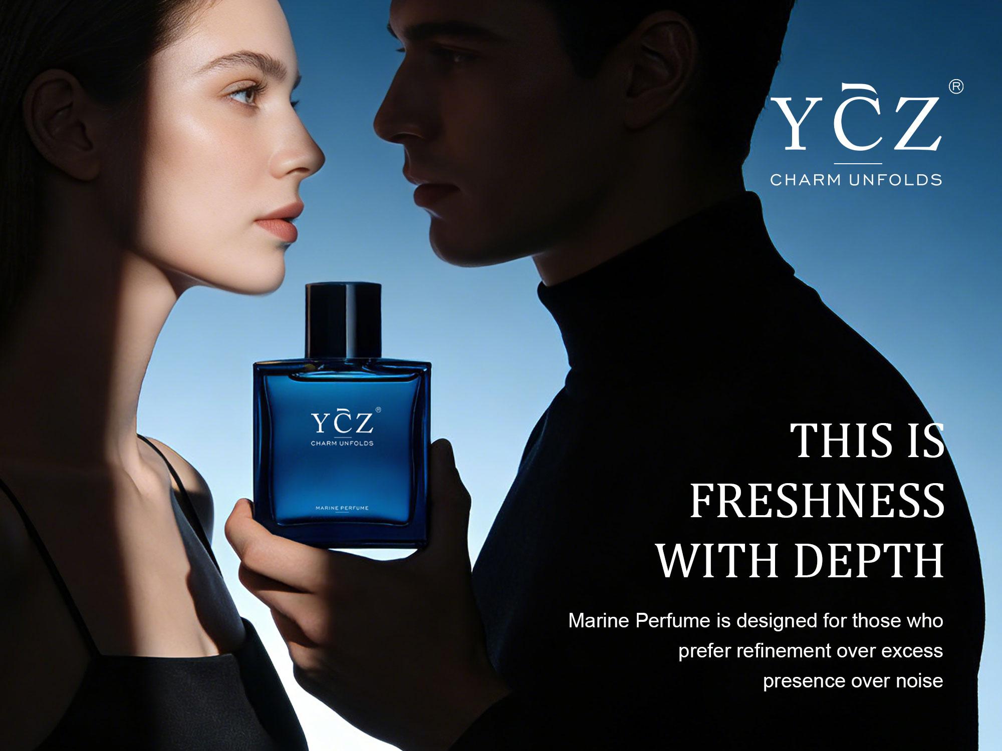 YCZ Midnight Marine Eau De Parfum 50ml Unisex | Aromatic Aquatic Ocean Fresh Woody Perfume with Bergamot Coconut Amber | Long Lasting Luxury Arabian Fragrance for Men Women | Premium Gift