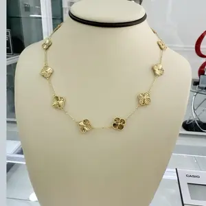 14k Yellow Gold Women's Necklace with Flower Design Elegant Jewelry Accessory