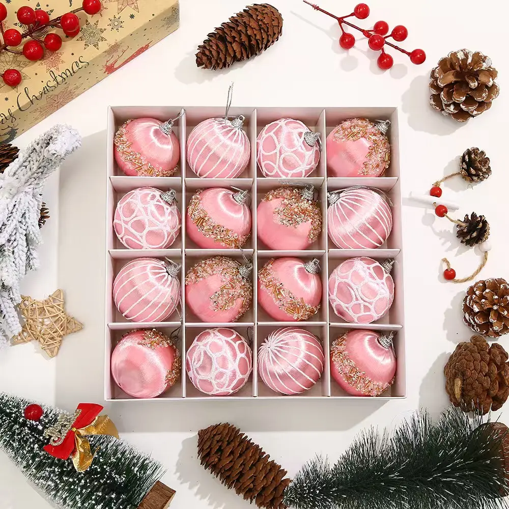 16Pcs Painted Christmas Ball Decorative Ornaments Set, Colorful Shatterproof Xmas Tree Hanging Decorations for Holiday Party Home Decor Festive Decoration