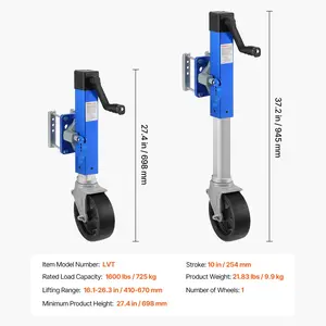 VEVOR Trailer Jack with Wheel, 1600 lbs Heavy Duty Swivel Boat Trailer Jack PP Single Wheel, 10 Lift, Bolt-on Trailer Tongue Jack with Ergonomic Handle for RV, Boat, Horse Trailer, Utility Trailer