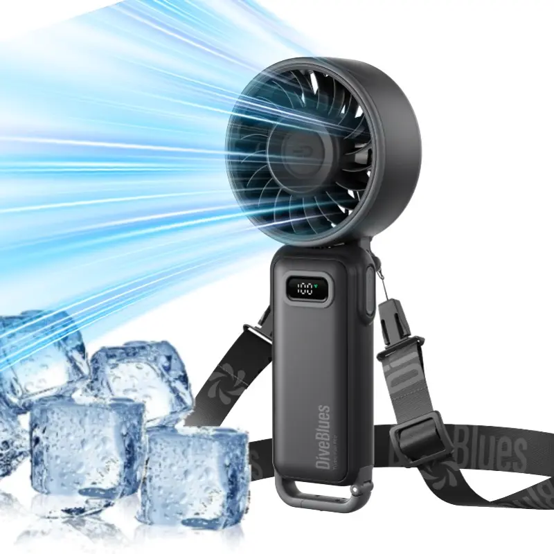Ocoopa&DiveBlues Handheld Turbo Cooling Fan 100-Speed Wind, Type-C Rechargeable, 15-Hour Battery Life, Ultra-Compact, Energy-Efficient Multi-Speed Portable Fan for Outdoor Activities & Gifting, Energy-Efficient Portable Fans, Multi-Speed Portable Fans
