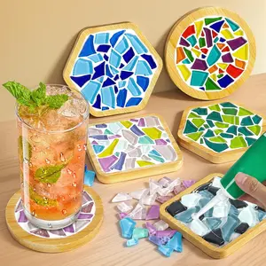 Coaster Crafts Kit for Adults: 6 Sets DIY Mosaic Tiles Coasters with Grout Filler for Mother's Day Drinks Bottle Coffee Mug  Decor
