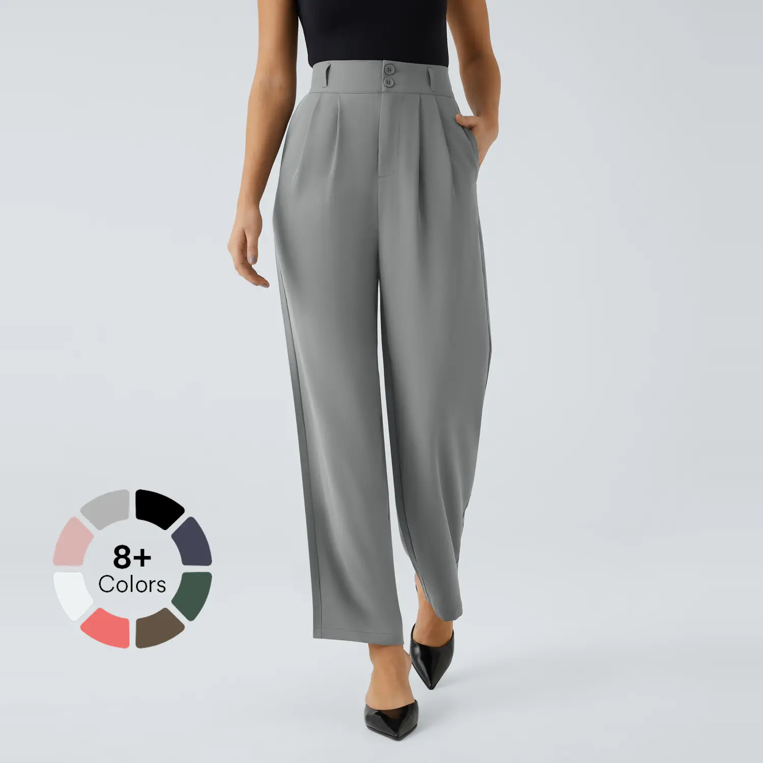 Halara Flex High Waisted Zipper Pocket Shirred Straight Leg Work Pants