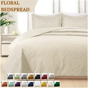 Lightweight Quilted Bedspreads Queen size Bed- 3 Piece Oversized Bedspreads Queen- Soft Bedding Set with 2 Matching Pillow Shams - Best For Gift