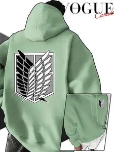 Attack on Titan Survey Corps Freedom Wing Hoodie Unisex, Loose Fit Anime Style Sweatshirt, Casual Fall & Winter Fashion