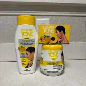 Yellow Tone Lotion Cream & Savon Formula Concentrated with Vitamin C Beta Carotene & Vitamin E Brightens the Skin Reduces Stretch Marks