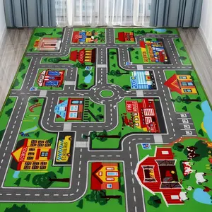 1pc Extra Large Non-Slip Playmat Heavy-Duty Indoor/Outdoor Floor Mat with Track Design Machine Washable & Fade-Resistant for Kids Room Gaming Halloween Christmas Ideal Gift For Boys Girls Kids Room Decor