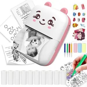 Portable Photo Printer, USB Rechargeable Mini Thermal Printer with Rolls & Marker Pens, Photo Printer for Phone Photos Pattern, Kids Gift