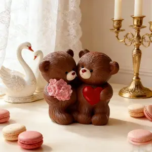 Resin Mould - Couple Teddy Bear Resin Casting Mould, Heart-shaped and Floral Accent Design, Perfect for Wedding Decorations, Romantic Gifts, Holiday Decorations, DIY Craft Embellishments
