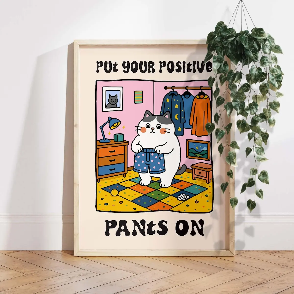 Motivational Cat Print, inspirational Print Ps0749, Kawaii Cat Decor, Cute Cat Wall Art, Positive Cat Poster Gift, Funny Cat Lover Gift, Room Decor, Unframed  – 5 Size, 8x12 to 27x40 inch