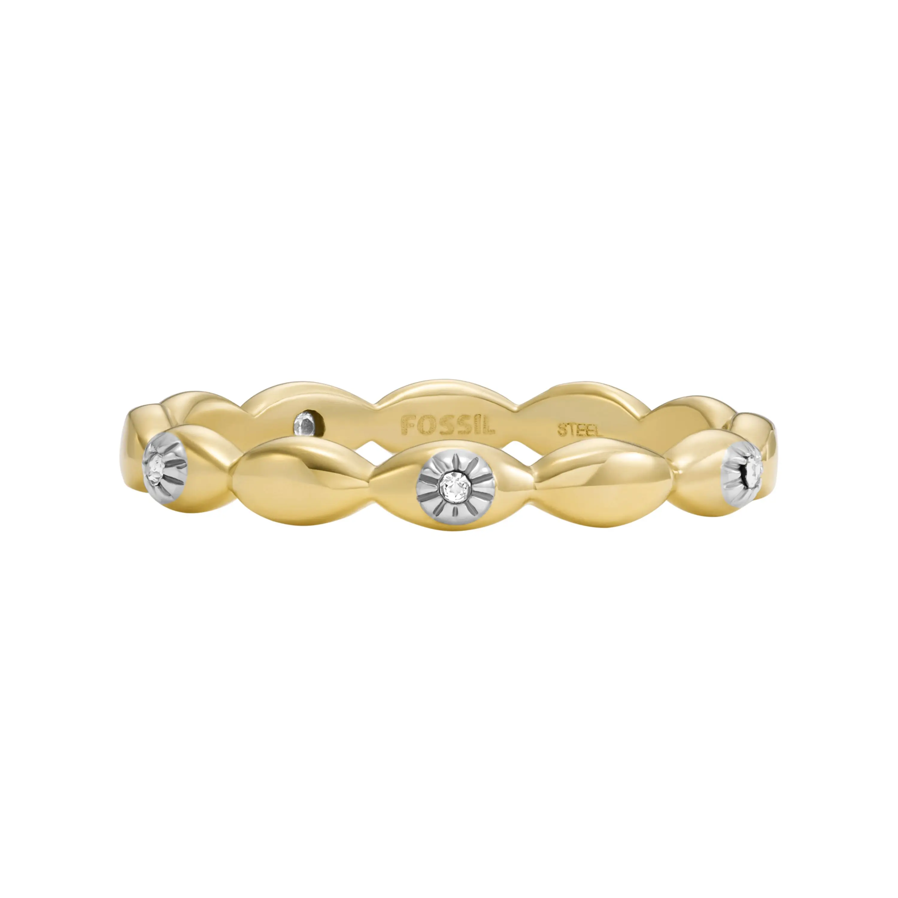 Fossil Women's Sutton Evil Eye Gold-Tone Stainless Steel Band Ring