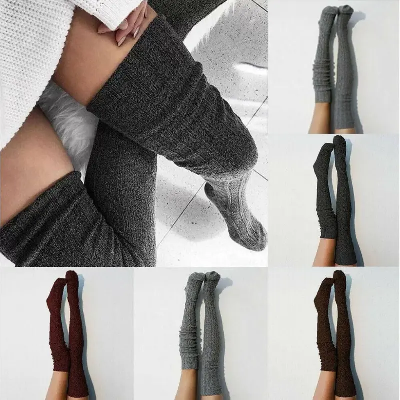 Women's Minimalist Winter Slouch Over-the-Knee Thighhighs - Soft Comfy Knit Socks, 1/3/5 Pairs (3 Pairs Random Option) - Basic Womenswear Socks, Soft Comfy Socks