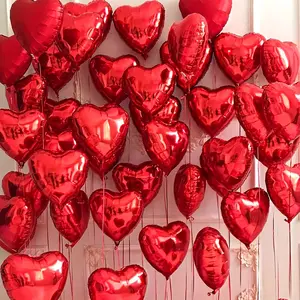 Heart Shaped Foil Balloon, 25/50pcs Romantic Balloon for Birthday Wedding Anniversary Proposal Engagement Decor, Party Decor Supplies