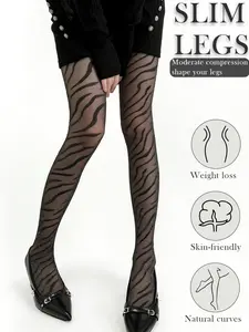 Y2K Bright Flash Zebra Pattern Tights, Transparent Mesh Stockings, High Elastic Anti-Pill, Millennial Sexy Style, Wearable All Year Round