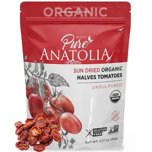 Sun Dried Organic Tomatoes Halves Cut by Pure Anatolia (Resealable Portion Control Packs, Non-GMO, Gluten-Free, Vegan, Unsulfured, Nutrient-Rich, No Preservatives, Pack of 1)