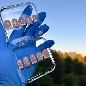 Short Frenchies with Glitter Claw Design Handmade Press On Nails