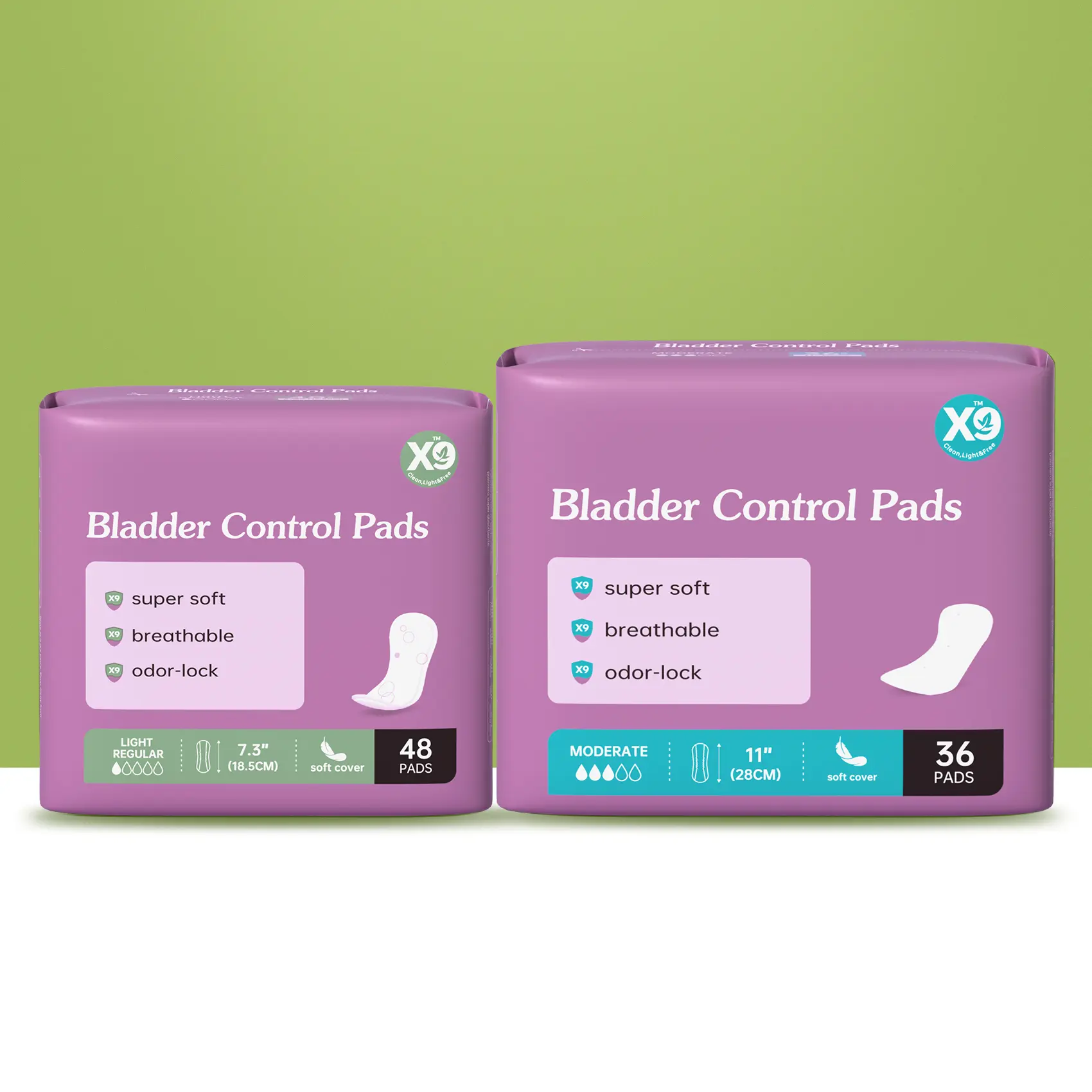 X9 Menstrual Pads, Multi-Size Ultra-Soft Super Absorbent Wood Pulp Core, Fragrance-Free for Sensitive Skin, 3D Leak-Proof Hydrating Waterproof, 185mm-48pads & 36 Pcs Sheet