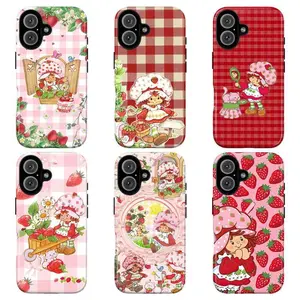 Adorable Strawberry Short.cake Phone Case Trendy Cartoon Phone Case Compatible for iPhone 17 Promax 16 15 14 13 12 11 and for Samsung S21-S25 Perfect Gift for Her/Him Cute Phone Cases