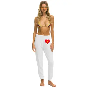 BOLT HEART SWEATPANTS - WHITE