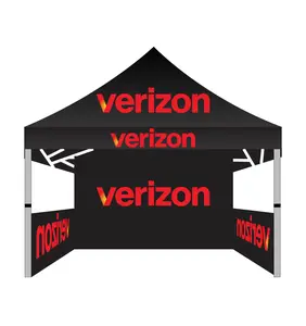 10×10 Ft Verizon Branded Pop-Up Canopy Tent with Back & Side Walls – Full Color Printed, Weather-Resistant, Heavy-Duty Frame