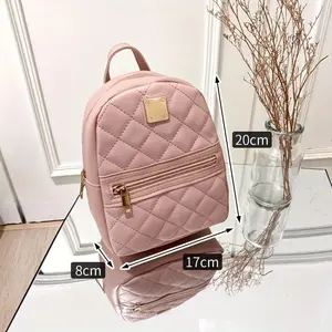 Trendy Quilted Backpack for Women - Lightweight Mini Daypack Purse with Secure Zipper Closure, Durable Fabric & Diamond Quilted Design, Front Zipper Pocket & Golden-Tone Hardware for Casual Everyday Use, School, Travel (White), Bag, Mini Backpack