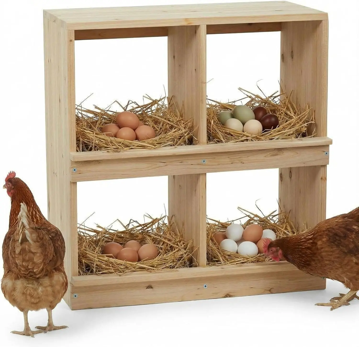 Garvee Wooden Chicken Nesting Box for Poultry Heavy Duty Coop Versatile Use Wood Nesting Boxes for Hens Easy to Assemble Compartments Laying Eggs Nest Box for Chickens, Hens, Ducks