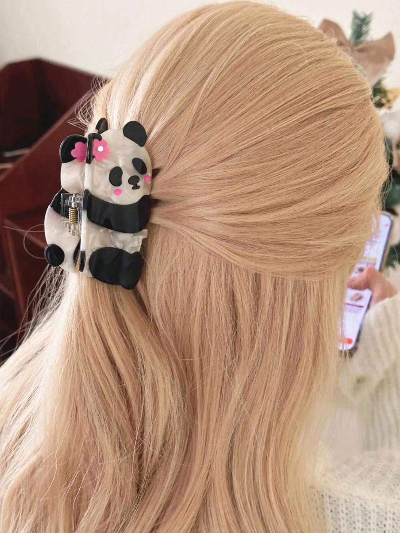 2-Pack 9cm Panda PVC Hair Clips, Cute Animal Print Hair Claws, Casual All-Season Accessory, Perfect Gift & Daily Wear