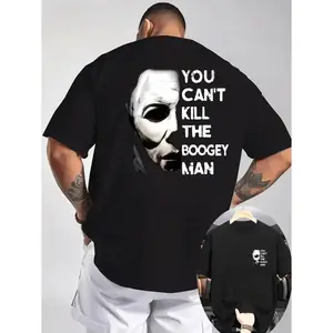 Men's Michael Myers Halloween Horror Movie T-Shirt - Jason Voorhees-Inspired "You Can't Kill The Bogey for Man" Graphic Tee - Michael Myers Mask Design - Horror Fan Apparel - Casual Summer Shirt for Horror Movie Nights & Costume P y2k  outfits  men