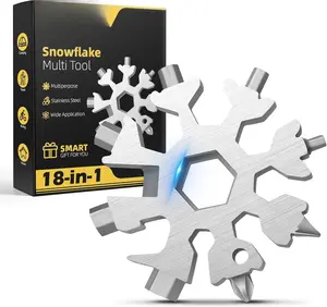 18-in-1 Snowflake Multi Tool, Bottle Opener/Flat Phillips  Kit/Wrench, Stocking Stuffers for Men(Standard-Stainless Steel)