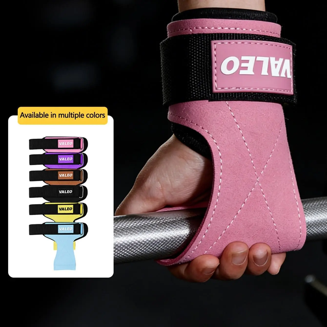 Cowhide Weight Lifting Grips Palm Protection with Wrist Wraps, 1 Pair Hand Grips for Gym Fitness Workout Exercise Training, Wrist Supports for Men & Women, Workout Accessories, Fitness Accessory