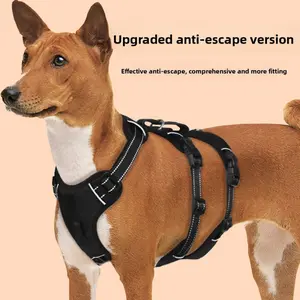 Anti-Escape Dog Harness and Leash Set, Durable Oxford Fabric Adjustable Reflective Basic Halter Harness, Anti-Pull No Choke Safe Design for Medium-Large Dogs (Daily Walking, Hiking) Pet Supplies, No Choke Harness