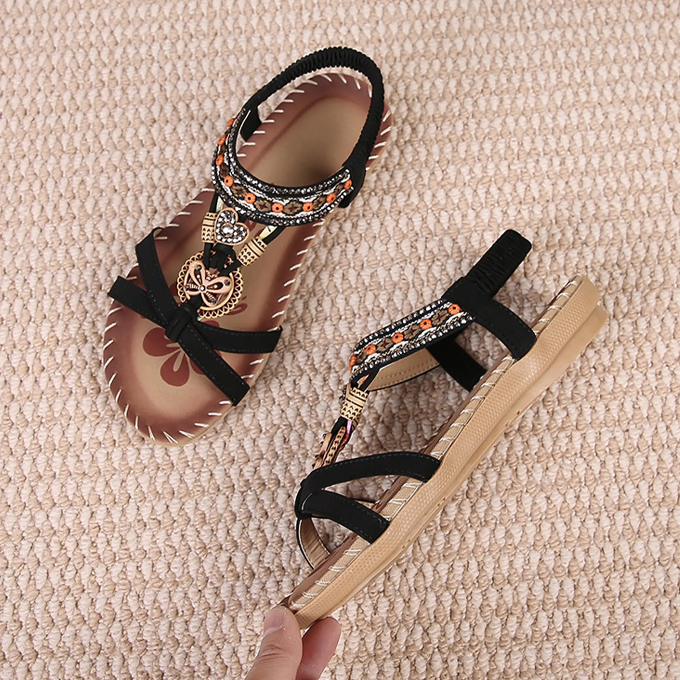 Women's Floral Print Summer Sandals Bohemian Style Summer Vacation Sandals Springfresh Footwear Decor Summer Vibes