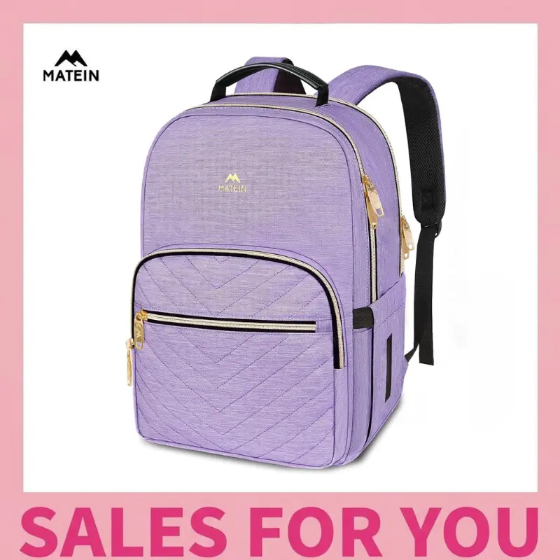 【Back To School】MATEIN Aesthetic College Backpack for Women & Girls Water-Resistant 15.6 Inch Laptop Bookbag Cute Campus Daypack with Secure Anti-Theft Pocket  Stylish Tech Rucksack for School & Travel Essential Organized Daily Bag