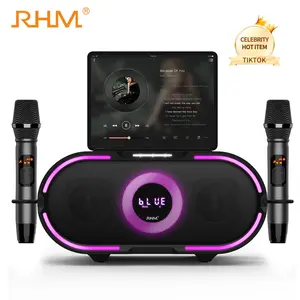 RHM K666PLUS Karaoke Machine with Powerful Sound and RGB Lights, 2 Wireless Microphones, Mobile Connect Phone Bluetooth Audio Speaker