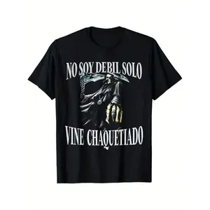 Calacas Chidas Gym Funny Sarcasm Slang Mexican Skull Sayings T-Shirt, fashionable short-sleeved comfortable and versatile summer T-shirts Crewneck Classic Breathable Soft