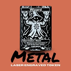 Metal Wizard Token MTG | Laser Engraved Magic The Gathering Commander Proxy Token