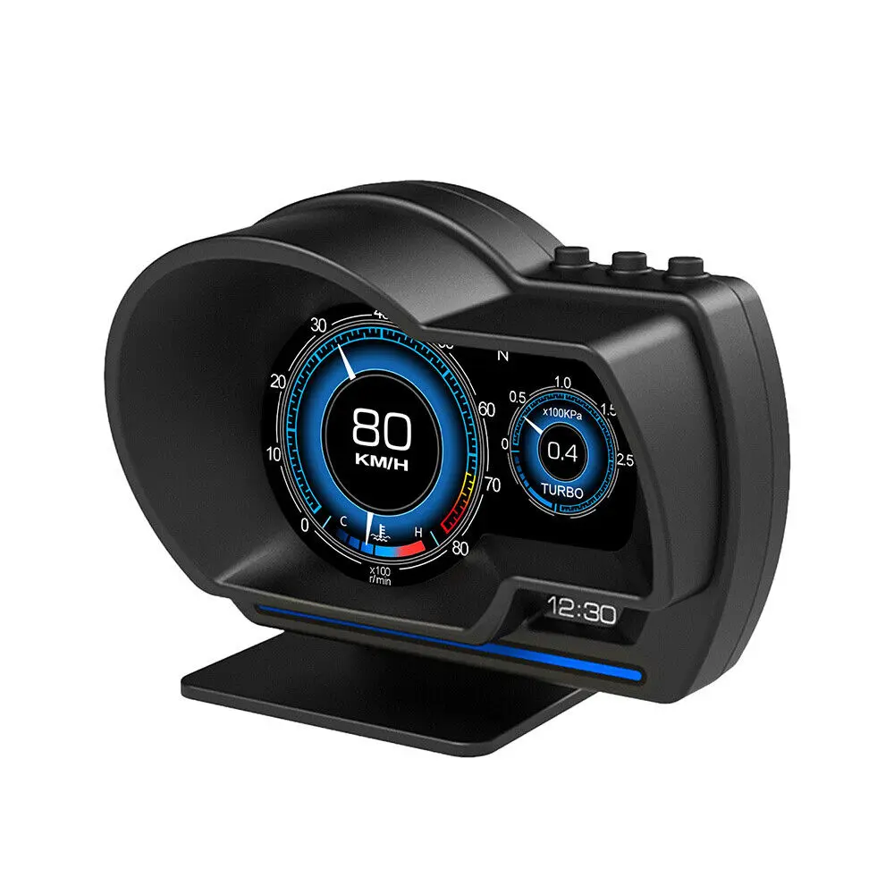 OBD2-GPS Head-Up Digital Display Instrument for 2008+ OBD2-Supported Cars & Trucks, LCD Screen, GPS Integration, Speedometer (KM/H/MPH), Multi-Function OBD Tool, Ambient Light, Car Electronic Accessory