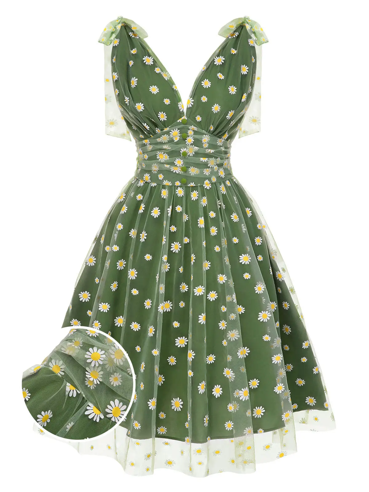 RETRO STAGE Women's 1950s Floral Pink Strawberry Mesh Sleeveless A-Line Swing Dress - Formal & Casual Wear, Back Zipper, Summer Vacation La Style Green Daisy Womenswear, Cute