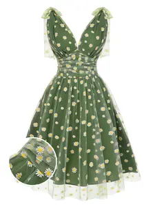 RETRO STAGE Women's 1950s Cute Sleeveless A-Line Pink Strawberry Mesh Swing Dress - Formal & Casual Wear with Back Zipper, Summervibes