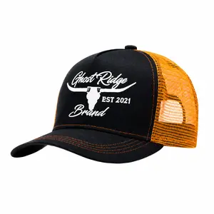 Unisex Western Cow Skull Trucker Cap, Longhorn Letter Graphic Mesh Back Baseball Hat, Adjustable Snapback Sun Hat for Casual Outdoor Travel, Spring Fall
