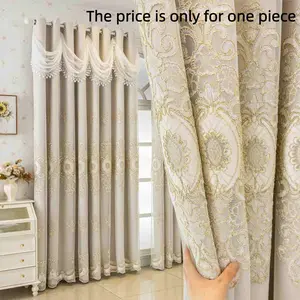 1PC Elegant Embossed Floral Pattern Blackout Curtain, Privacy and Light Control, Ideal for Living Room and Bedroom Decor, Enhances Interior Aesthetics Window Drapes